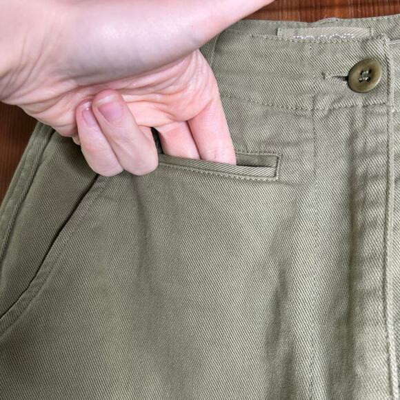 Toast Green Trouser Pants Women’s 8 Utility Canvas Minimalist Chic Career Work - Picture 4 of 8